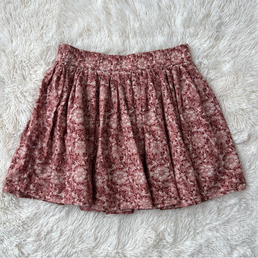 American Eagle peach floral full mini skirt spring flowy Sz M